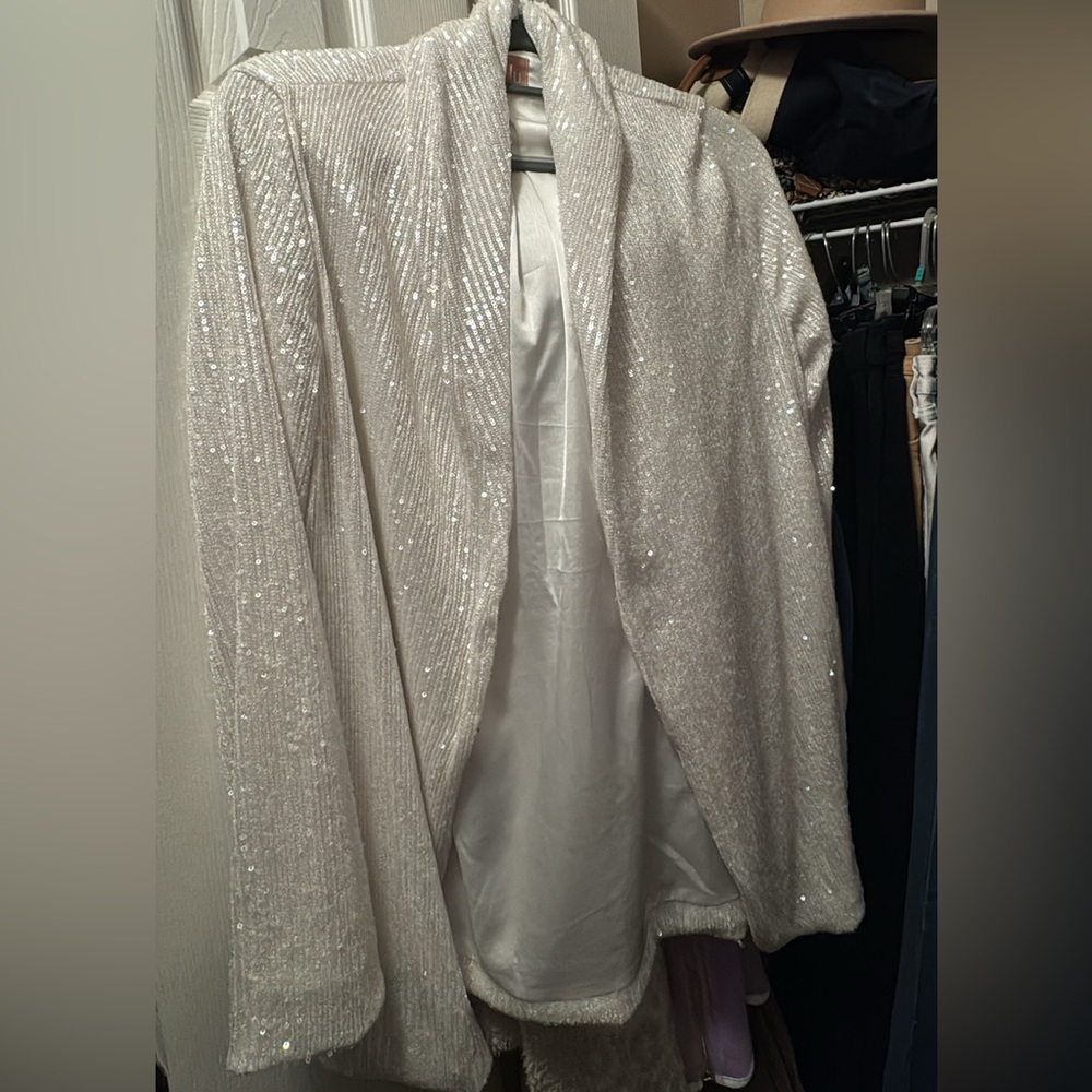 Show Me Your MuMu Silver Sequin Blazer